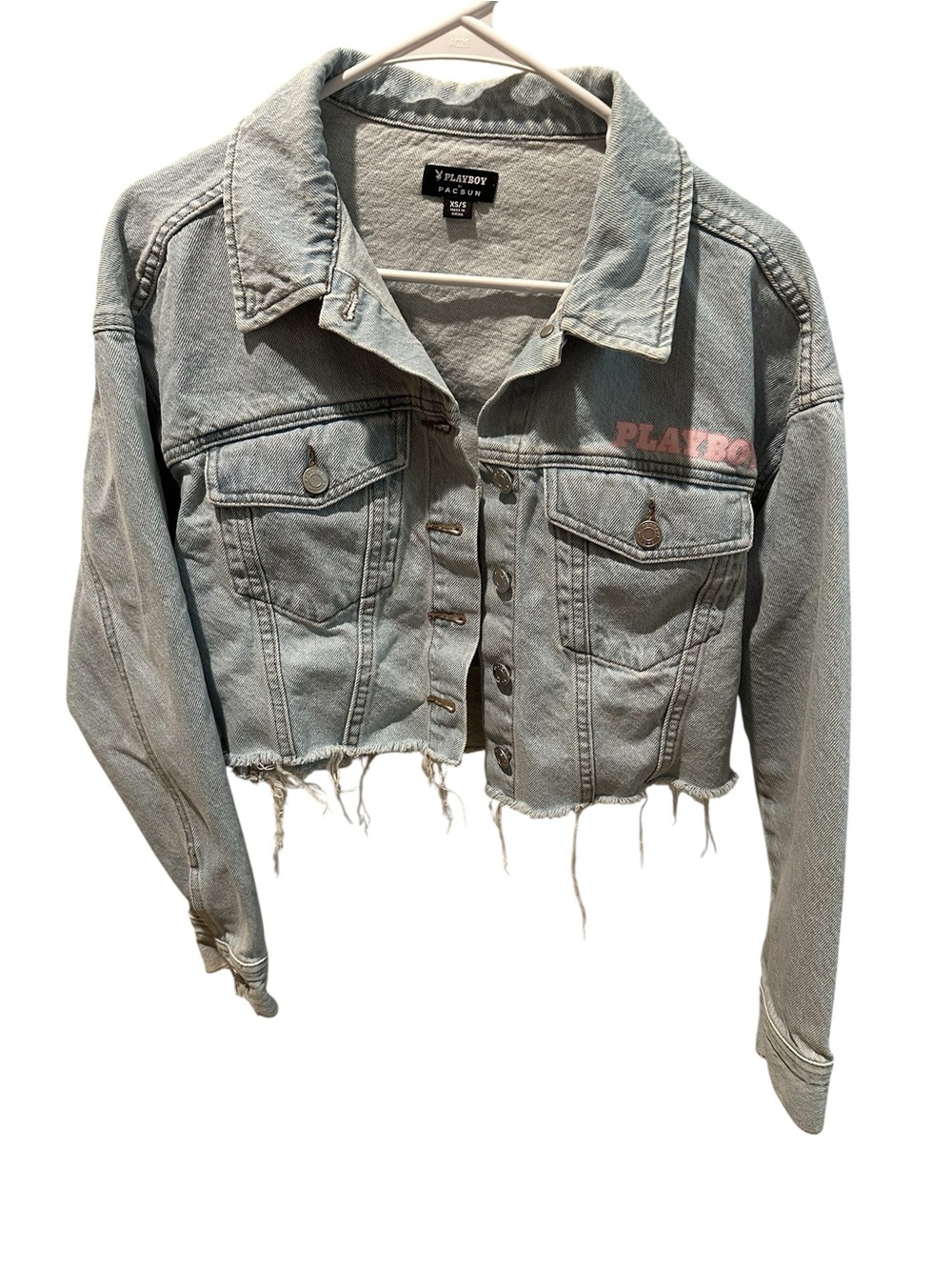 Playboy Women's Pink Bunny Denim Jacket